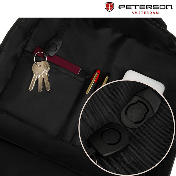 Juoda kelioninė kuprinė „Peterson“ rankiniam lėktuvo bagažui iš patvarios medžiagos K52