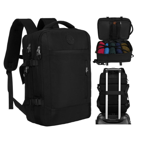 Juoda kelioninė kuprinė „Peterson“ rankiniam lėktuvo bagažui iš patvarios medžiagos K52