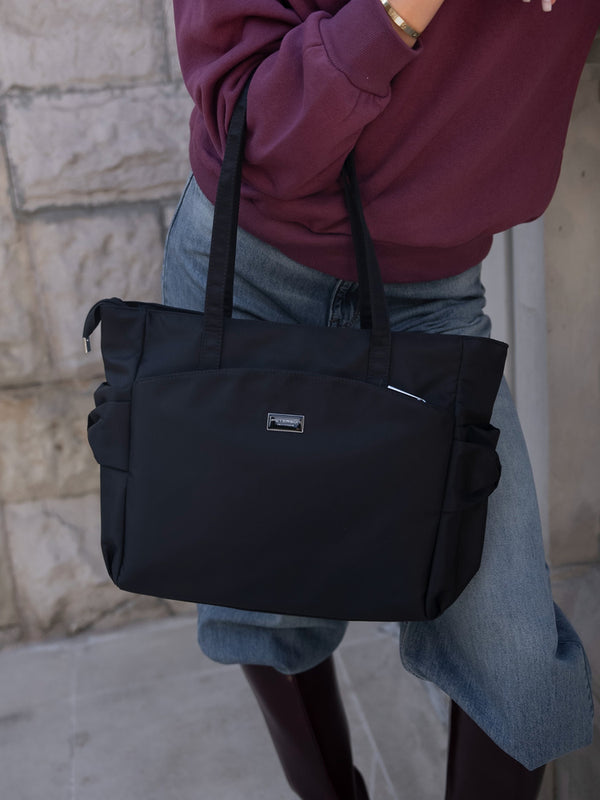 Peterson moteriška shopper rankinė A4 formato dokumentams, juoda, dirbtinė oda RM12