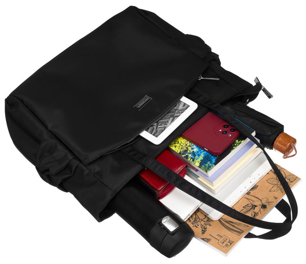 Peterson moteriška shopper rankinė A4 formato dokumentams, juoda, dirbtinė oda RM12