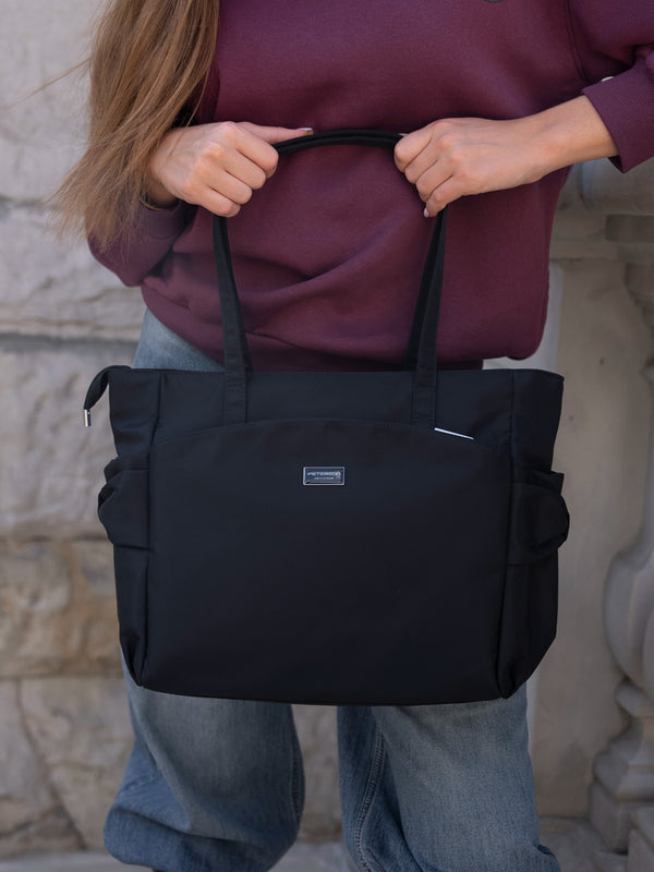 Peterson moteriška shopper rankinė A4 formato dokumentams, juoda, dirbtinė oda RM12