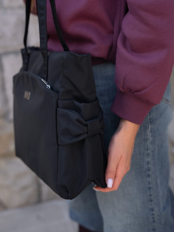 Peterson moteriška shopper rankinė A4 formato dokumentams, juoda, dirbtinė oda RM12