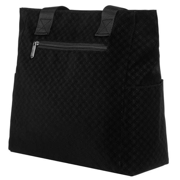 Moteriška juoda poliesterinė „Rovicky“ shopper rankinė su geometriniu raštu RP35