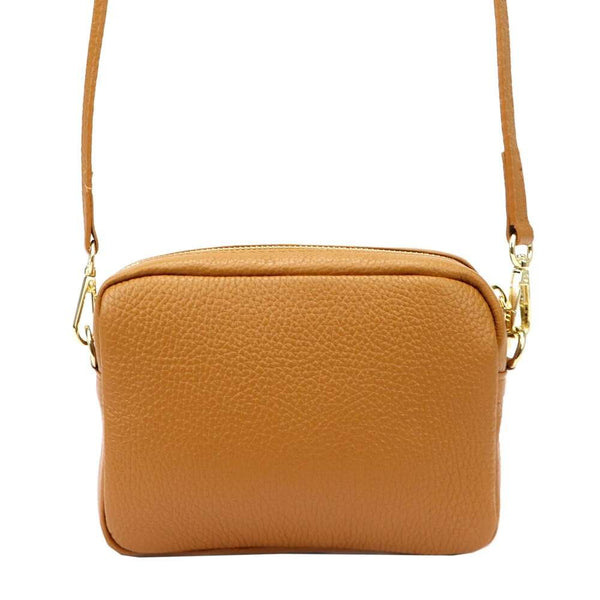 Moteriška odinė rankinė MiaMore 01-062, auksinė, ruda (camel)