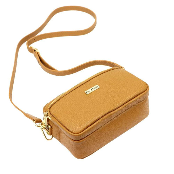 Moteriška odinė rankinė MiaMore 01-062, auksinė, ruda (camel)