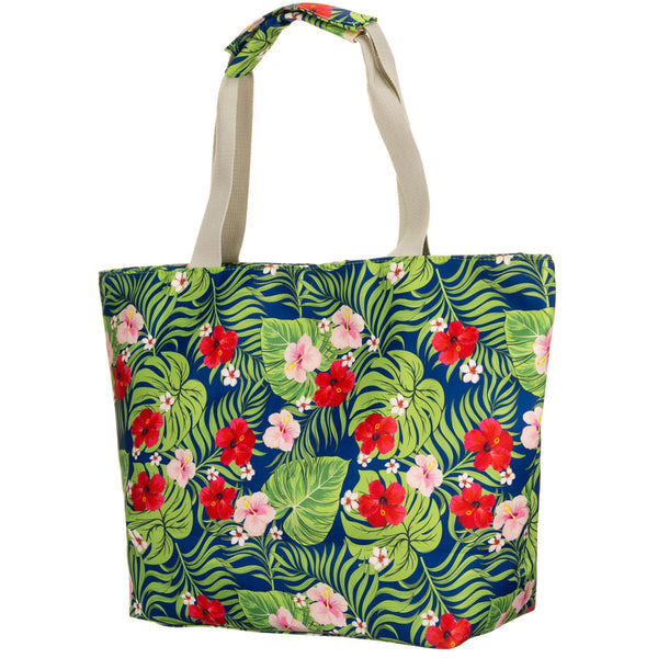 Didelė talpi moteriška shopper tipo rankinė su gėlių raštu ir patogiomis rankenomis DS46