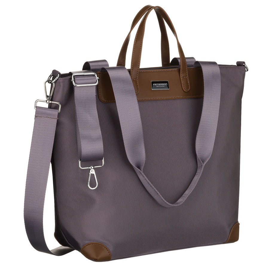 Didelė moteriška „Peterson“ shopper tipo rankinė, vieno skyriaus, pilka, su rankenomis ir nuimamu dirželiu. P27