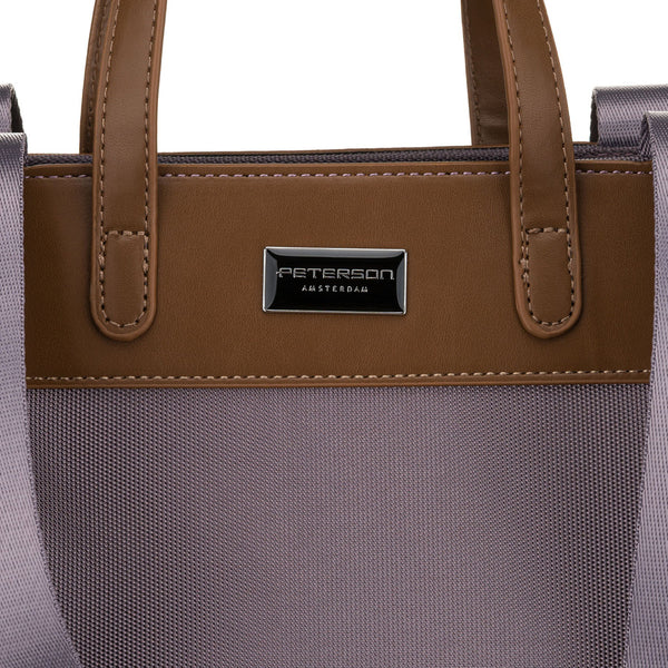 Didelė moteriška „Peterson“ shopper tipo rankinė, vieno skyriaus, pilka, su rankenomis ir nuimamu dirželiu. P27