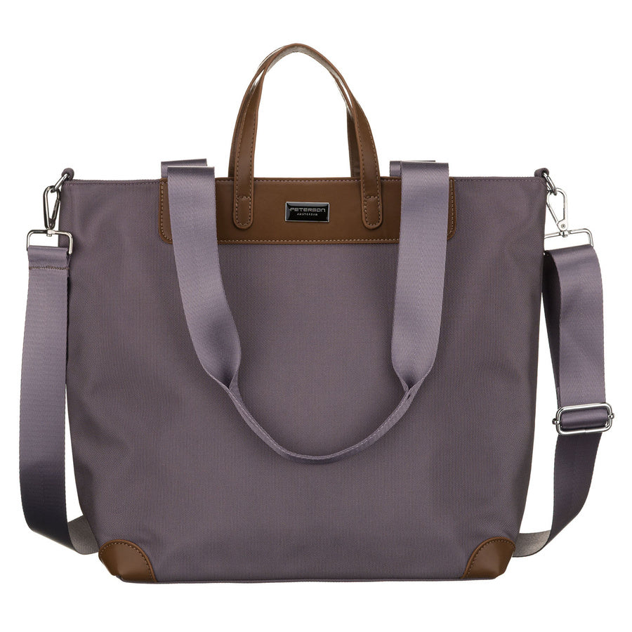 Didelė moteriška „Peterson“ shopper tipo rankinė, vieno skyriaus, pilka, su rankenomis ir nuimamu dirželiu. P27