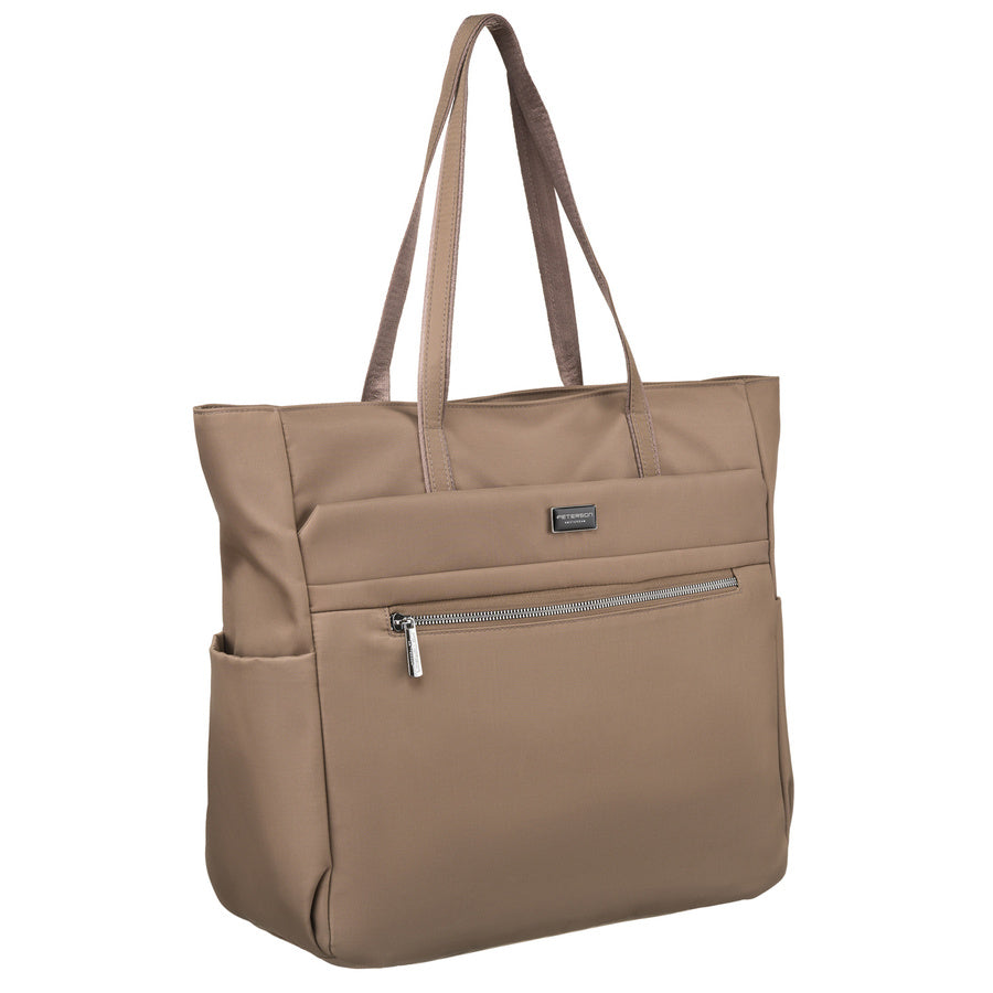 Didelė moteriška shopper tipo rankinė ant peties „Peterson“, elegantiškos spalvos, iš dirbtinės odos RM10