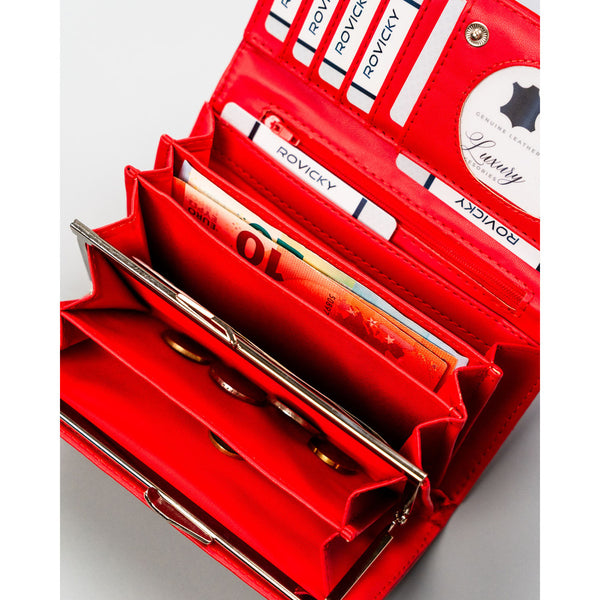 Didelė raudona moteriška ekologiškos odos piniginė su spaude „4U Cavaldi“