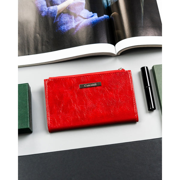 Didelė moteriška piniginė 4U Cavaldi iš ekologiškos odos, raudona