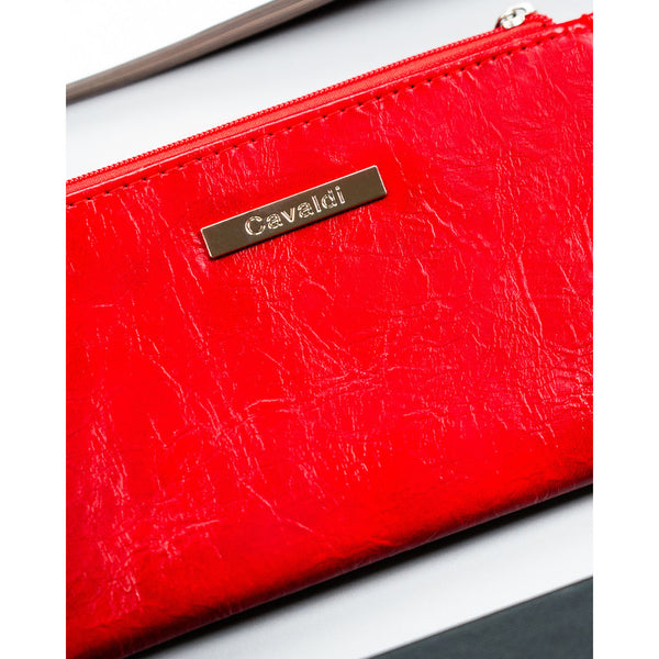 Didelė moteriška piniginė 4U Cavaldi iš ekologiškos odos, raudona
