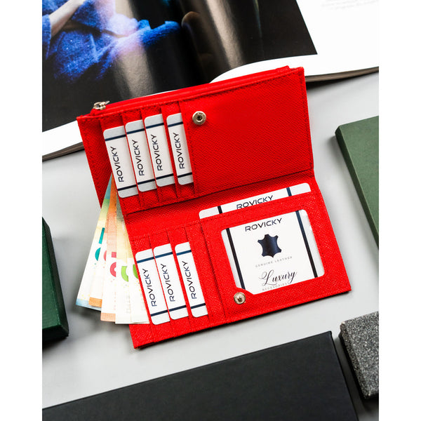 Didelė moteriška piniginė 4U Cavaldi iš ekologiškos odos, raudona