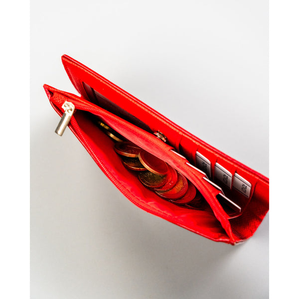 Didelė moteriška piniginė 4U Cavaldi iš ekologiškos odos, raudona