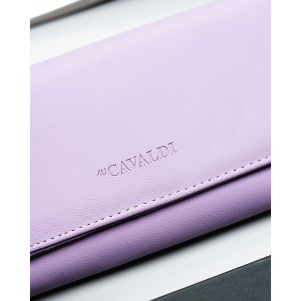 Didelė moteriška piniginė 4U Cavaldi iš ekologiškos odos, violetinė, su išorine kišenėle, užsegama spaudele