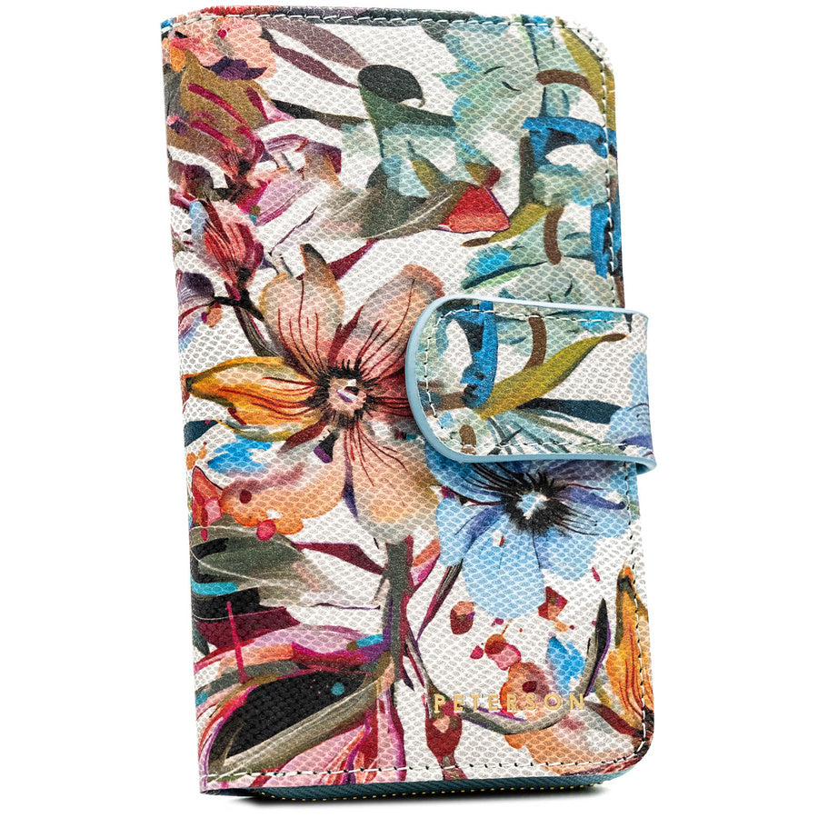 Didelė moteriška natūralios odos piniginė–dėklas „Peterson“, gėlėto rašto TL13