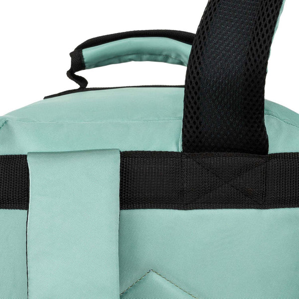 Turkio spalvos tekstilinė dviejų skyrių kelioninė kuprinė „Peterson“ su tvirtinimu prie lagamino ir USB jungtimi K47