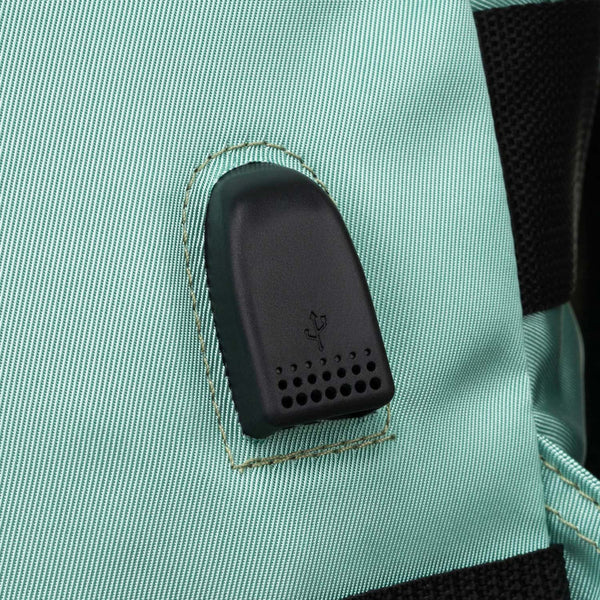 Turkio spalvos tekstilinė dviejų skyrių kelioninė kuprinė „Peterson“ su tvirtinimu prie lagamino ir USB jungtimi K47