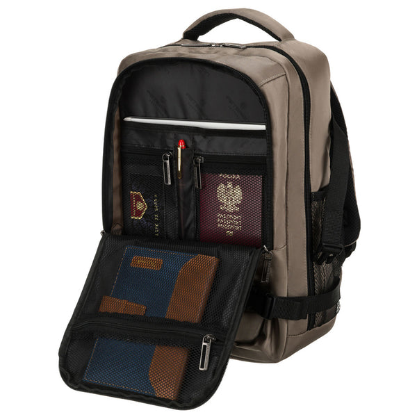 Pilka tekstilinė dviejų skyrių kelioninė kuprinė „Peterson“ su kvėpuojančiomis petnešomis K55