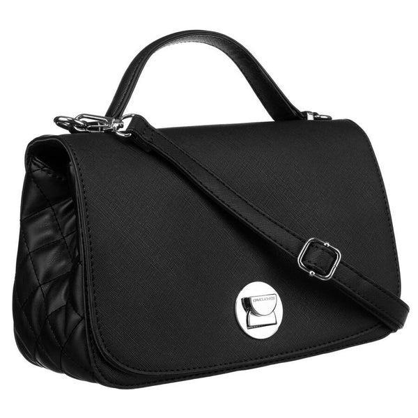 Elegantiška moteriška „David Jones“ juoda crossbody rankinė su dygsniuotais šonais D42