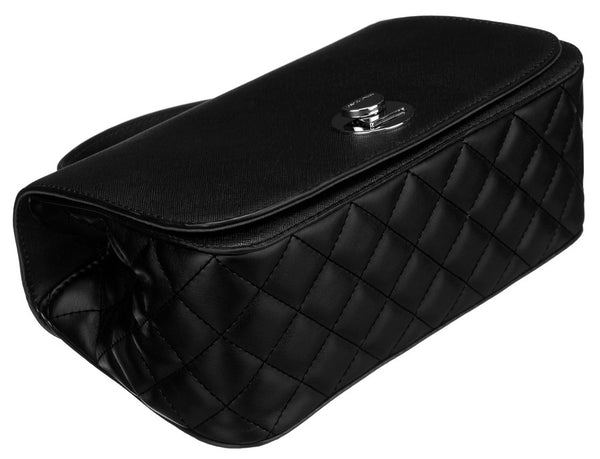 Elegantiška moteriška „David Jones“ juoda crossbody rankinė su dygsniuotais šonais D42