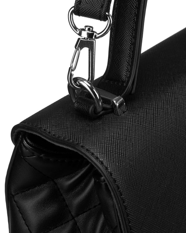 Elegantiška moteriška „David Jones“ juoda crossbody rankinė su dygsniuotais šonais D42