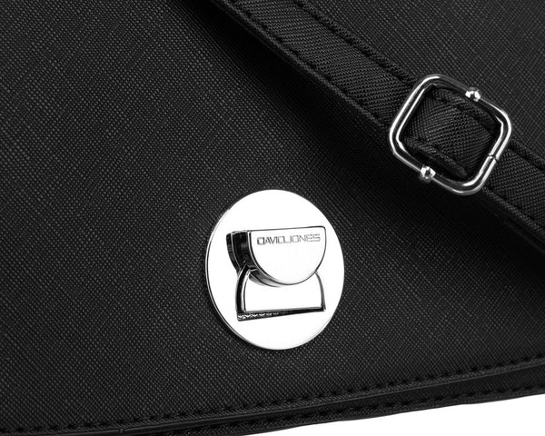Elegantiška moteriška „David Jones“ juoda crossbody rankinė su dygsniuotais šonais D42