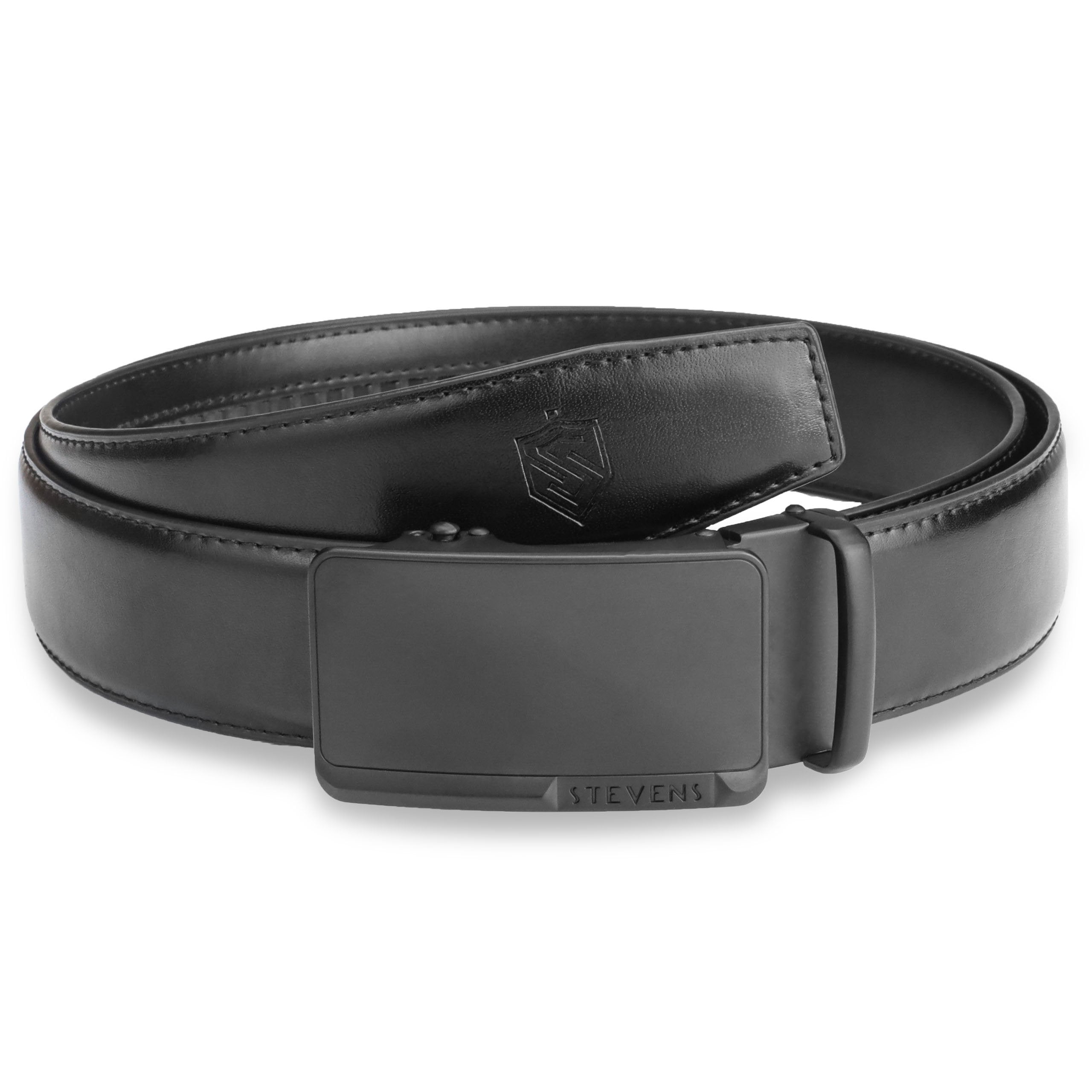 Vyriškas diržas Stevens, natūrali oda, juodas, automatinė sagtis 2503