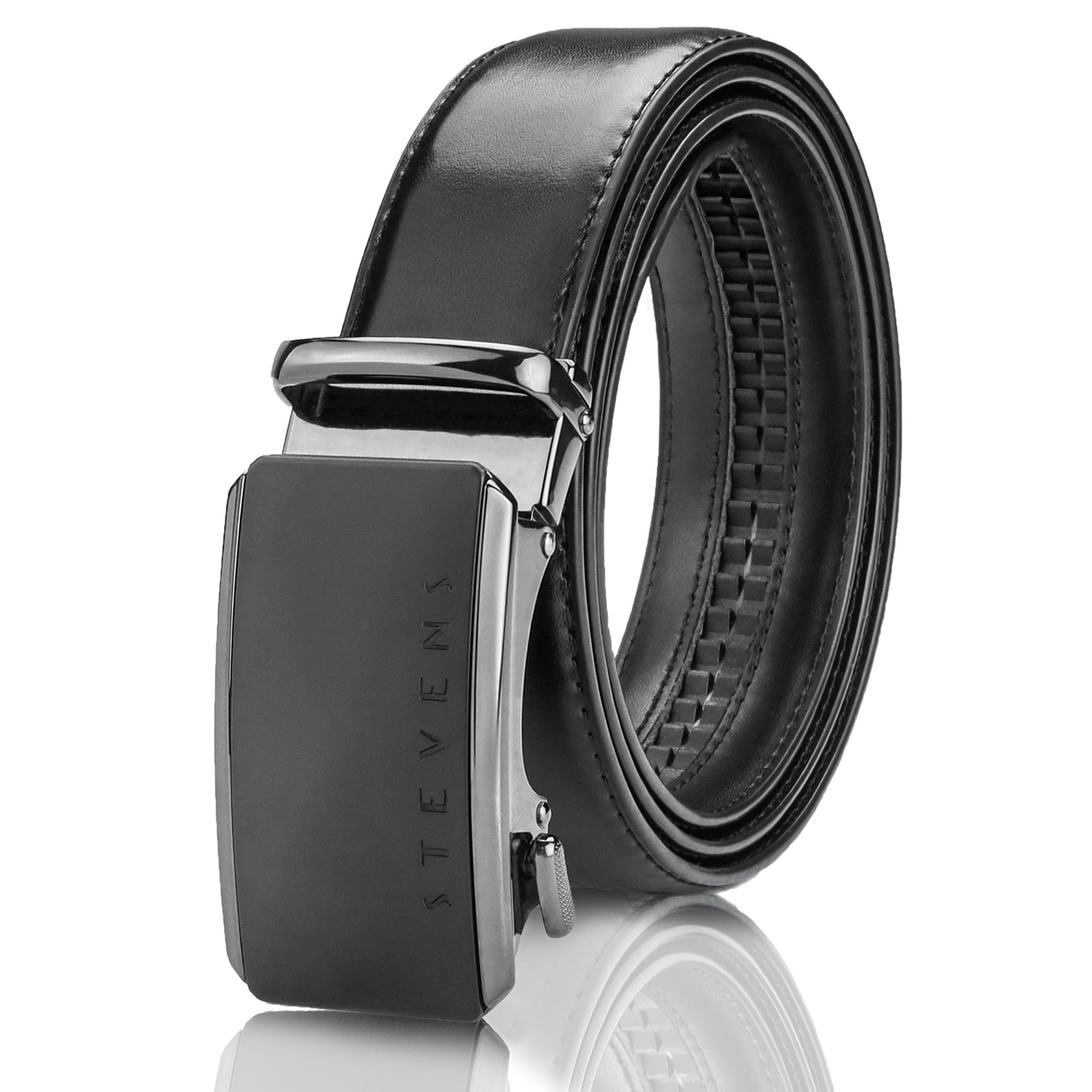 Vyriškas diržas Stevens, natūrali oda, juodas, automatinė sagtis 2504