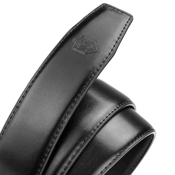 Vyriškas diržas Stevens, juodas, natūrali oda, automatinė sagtis 2508