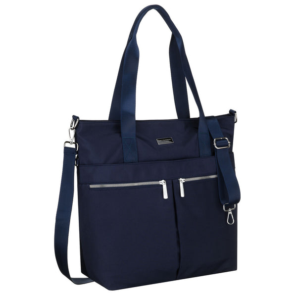 Moteriška tamsiai mėlyna vieno skyriaus poliesterio shopper rankinė „Peterson“ su reguliuojamu, nuimamu dirželiu P40