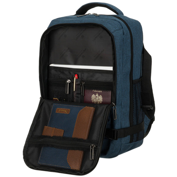 Tamsiai mėlyna poliesterinė kelioninė kuprinė „Peterson“ su prisegamu dirželiu K54