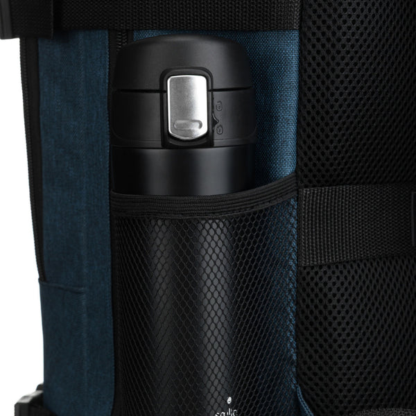 Tamsiai mėlyna poliesterinė kelioninė kuprinė „Peterson“ su prisegamu dirželiu K54