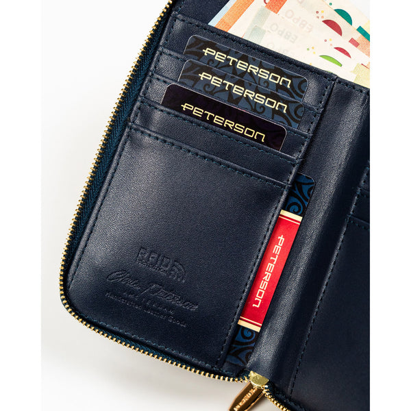 Moteriška tamsiai mėlyna ekologiškos odos piniginė-dėklas su užtrauktuku, „Peterson“ ST33