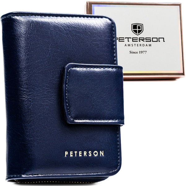 Moteriška tamsiai mėlyna ekologiškos odos piniginė su RFID apsauga „Peterson“ ST29