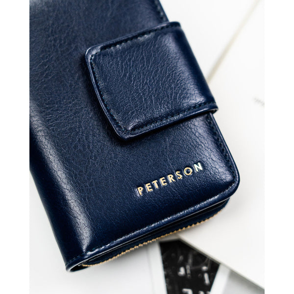 Moteriška tamsiai mėlyna ekologiškos odos piniginė su RFID apsauga „Peterson“ ST29