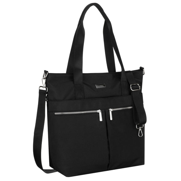 Moteriška vieno skyriaus juoda „Peterson“ shopper rankinė su užtrauktuku, iš dirbtinės odos P37