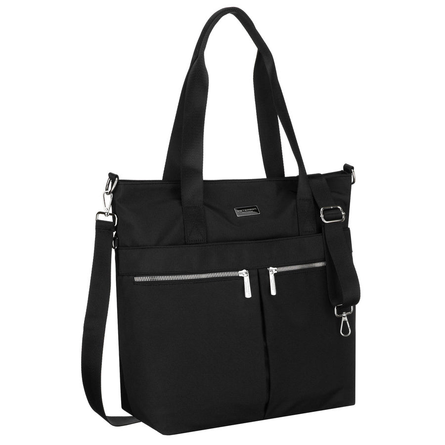 Moteriška vieno skyriaus juoda „Peterson“ shopper rankinė su užtrauktuku, iš dirbtinės odos P37