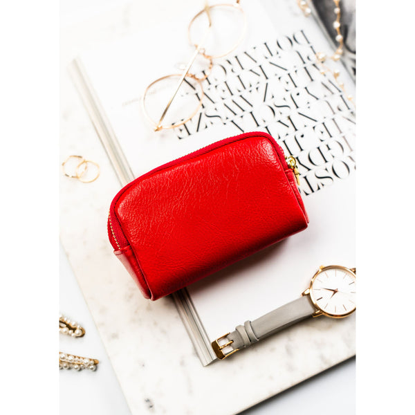 Moteriškas natūralios odos raktų dėklas Peterson, raudonas DS16