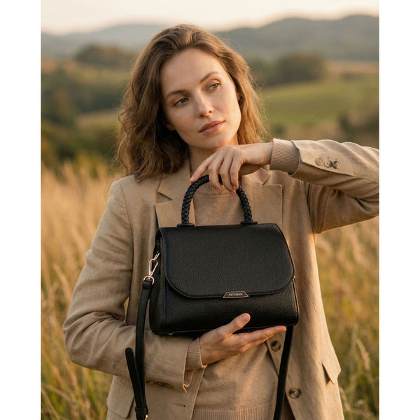 Maža moteriška „Peterson“ crossbody rankinė iš ekologiškos odos, juoda D45