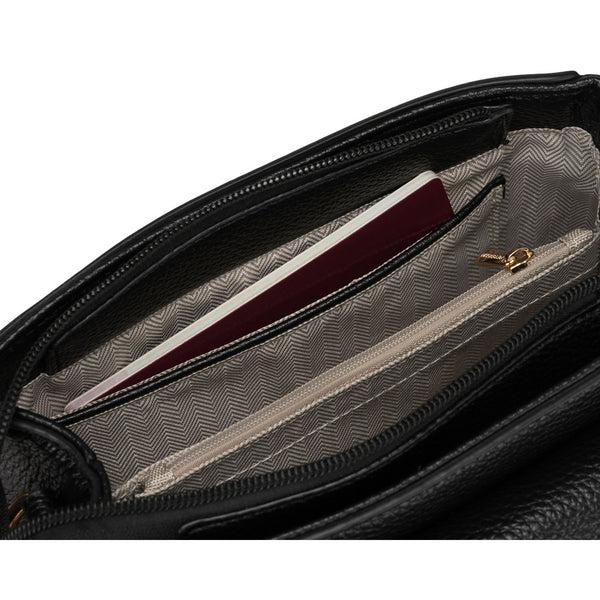 Maža moteriška „Peterson“ crossbody rankinė iš ekologiškos odos, juoda D45