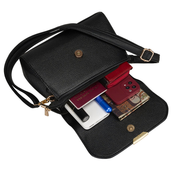 Maža moteriška „Peterson“ crossbody rankinė iš ekologiškos odos, juoda D45