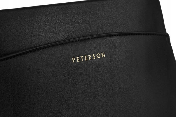Moteriška „Peterson“ ekologiškos odos rankinė per petį su nuimamu dirželiu, juoda RM15