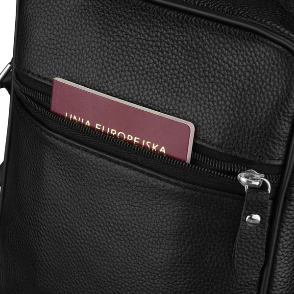 Vyriška natūralios odos rankinė per petį „Rovicky“, juoda