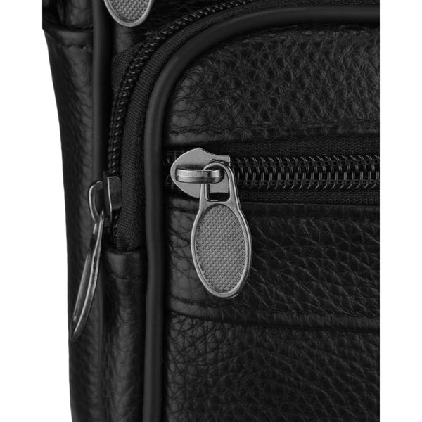 Vyriška natūralios odos rankinė per petį „Rovicky“, juoda, su užtrauktuku