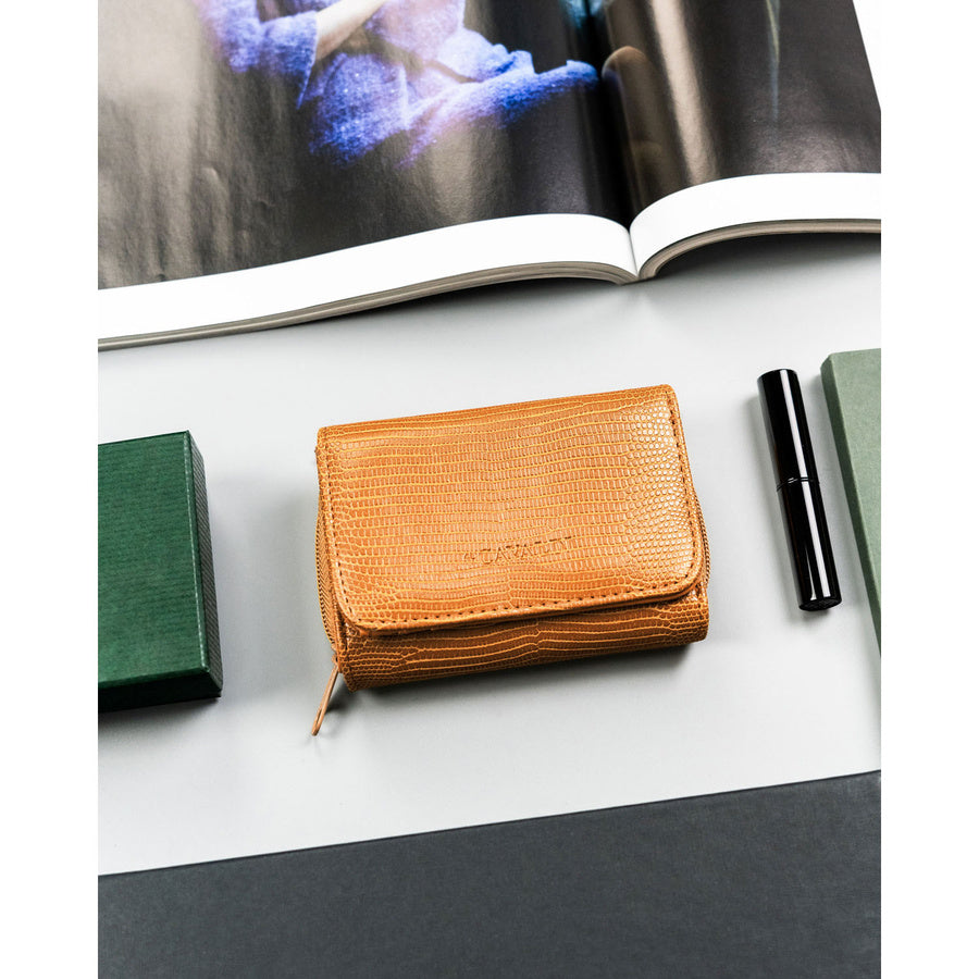 Maža moteriška ruda ekologiškos odos piniginė 4U Cavaldi su užtrauktuku ir spaudele TL8