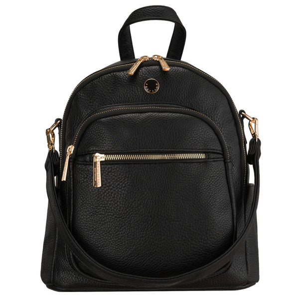 Peterson moteriška maža miesto kuprinė–rankinė 2in1 per petį, juoda, iš ekologiškos odos D92