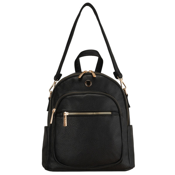 Peterson moteriška maža miesto kuprinė–rankinė 2in1 per petį, juoda, iš ekologiškos odos D92