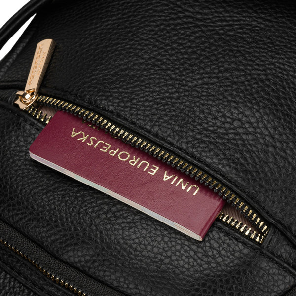 Peterson moteriška maža miesto kuprinė–rankinė 2in1 per petį, juoda, iš ekologiškos odos D92